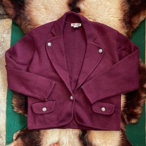 Talbots Maroon Purple Wool Sweater‎ Blazer